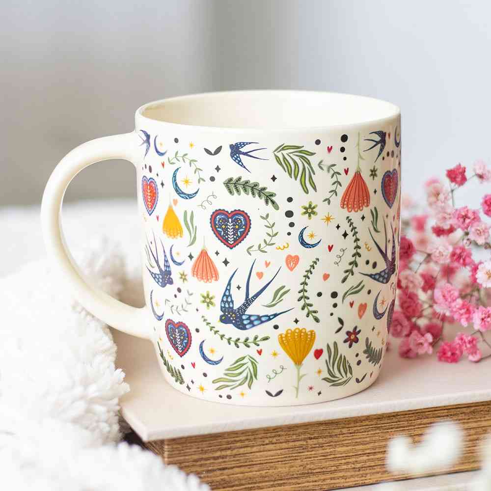 Something Different - Cream Midnight Bloom Print Tasse - Mehrfarben